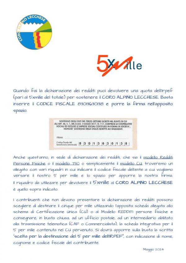 CINQUE X MILLE PER DICHIARAZIONE